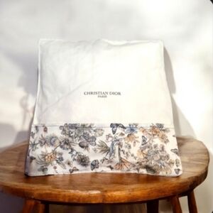 Christian Dior White and Floral Pillow Cover